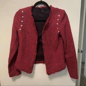 MONTEAU Blazer Red Blue Knit Size S